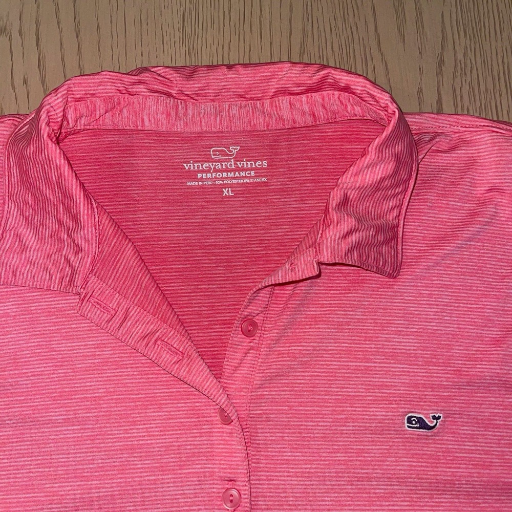 Vineyard Vines Performance Polo Shirt XL Pink Stripe Sleeveless Golf Top Womens